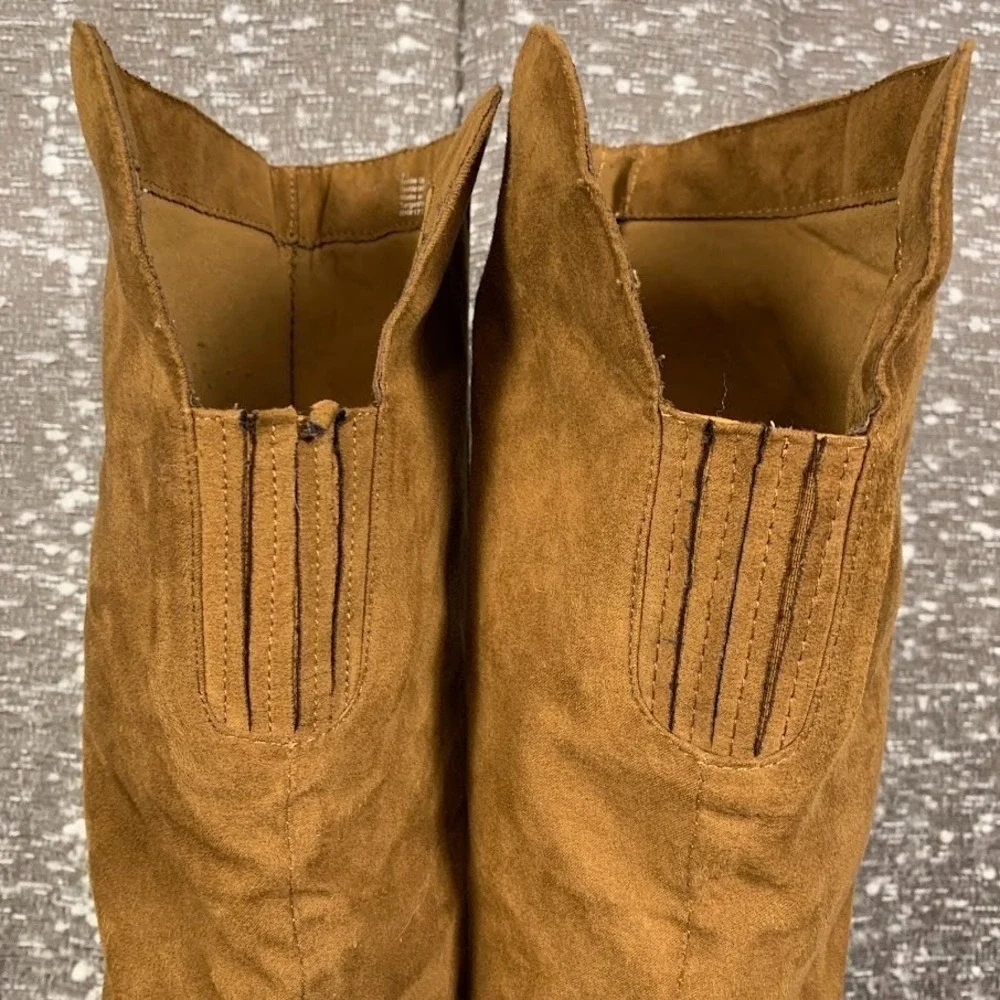 DV Dolce Vita Marilyn Tan Faux Suede Over The Knee Block Heel Boots Women's 8.5